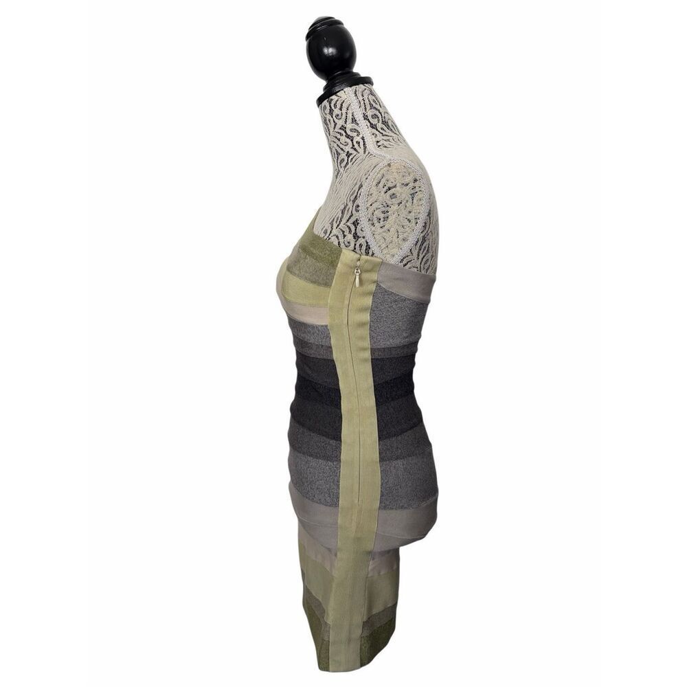 Hervé Léger Arabella One-Shoulder Bandage Bodycon Dress Green Ombré Size S - Picture 5 of 12